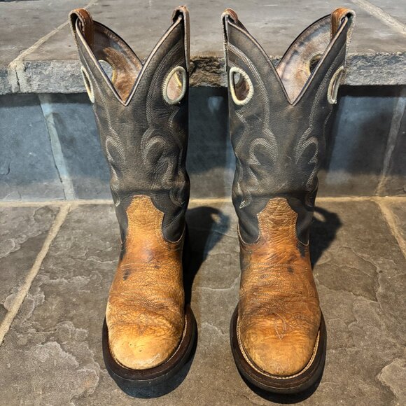 Boulet Western Cowboy Boots Women’s 5.5C Distressed Leather Pull-On Canada - Picture 9 of 11